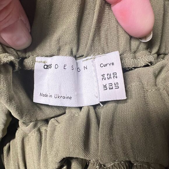 NWT ASOS DESIGN Curve ruched back tiered midaxi sundress in khaki Plus Sz 24 - Picture 10 of 12